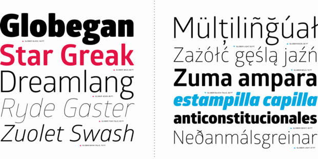 Glober – fuente Sans Serif especimen 