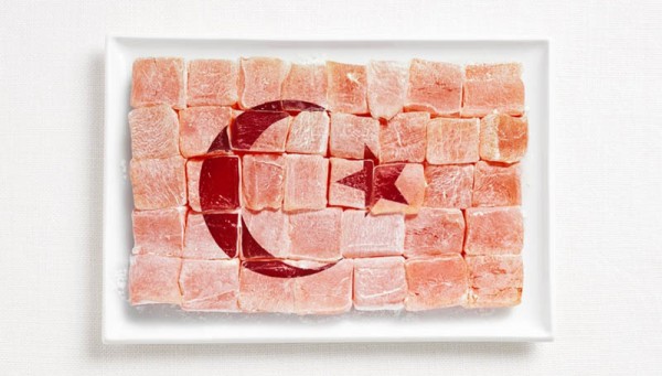 Banderas nacionales hechas con comida típica de cada país