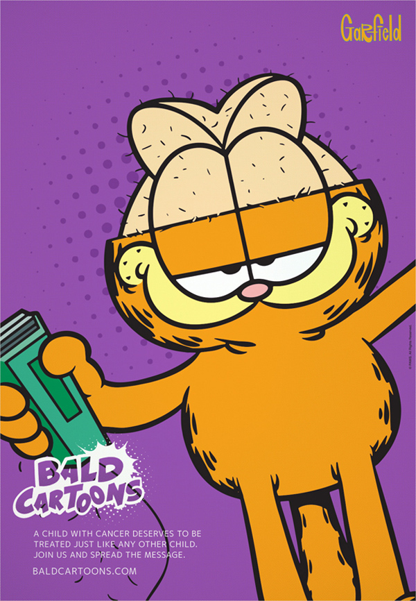 Bald Cartoons – Garfield en la campaña para la lucha contra el cáncer 