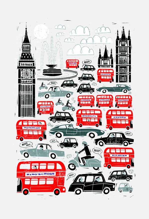 Ilustración titutlada London traffic