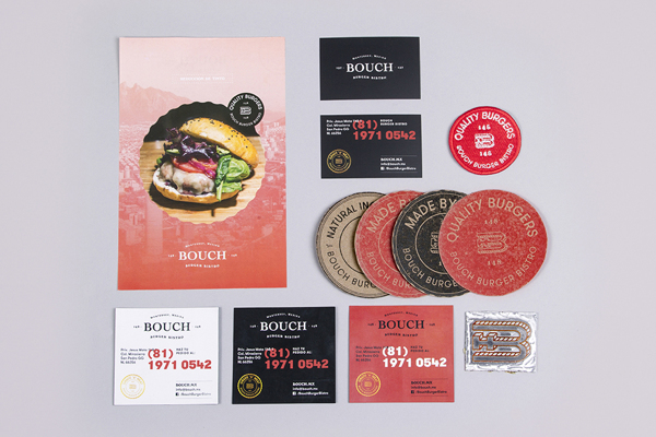 Diseño de marca y packaging para Bouch Burger Bistro, diseñado por Firmalt