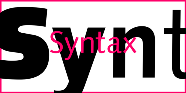 Syntax – tipografía diseñada por Hans Eduard Meier