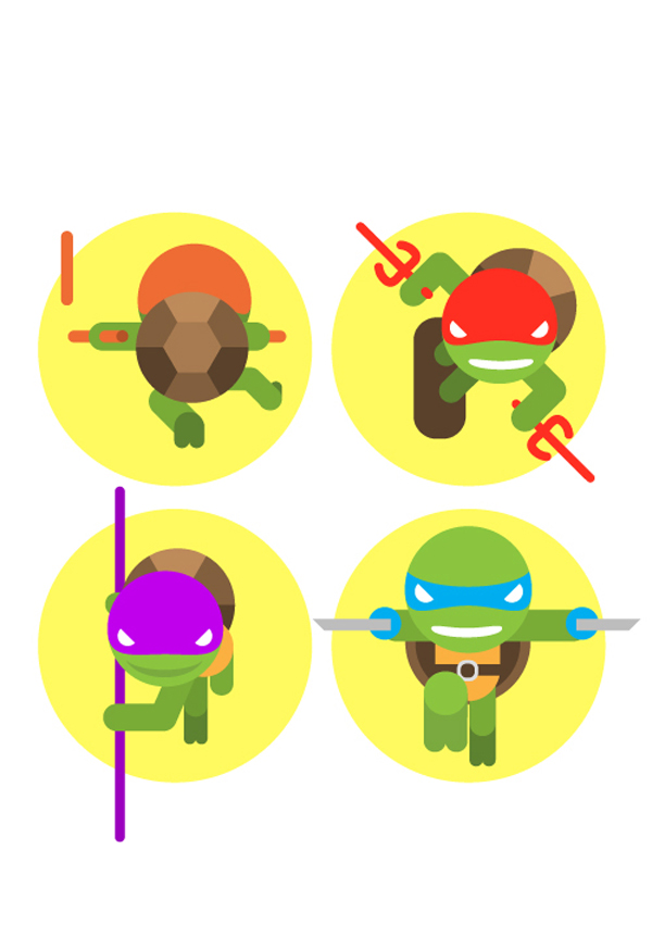 Tortugas Ninja - ilustraciones minimalistas de Yann le Neve