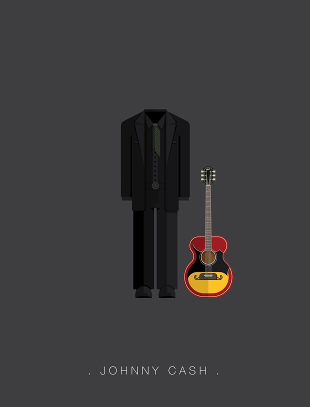 La vestimenta del rock ilustrada por Fred Birchal  – Johnny Cash