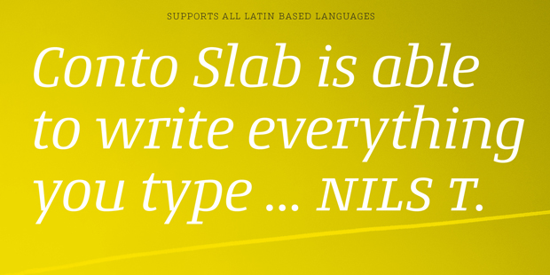 Conto Slab, tipografía slab serif para uso editorial e identidad corporativa 