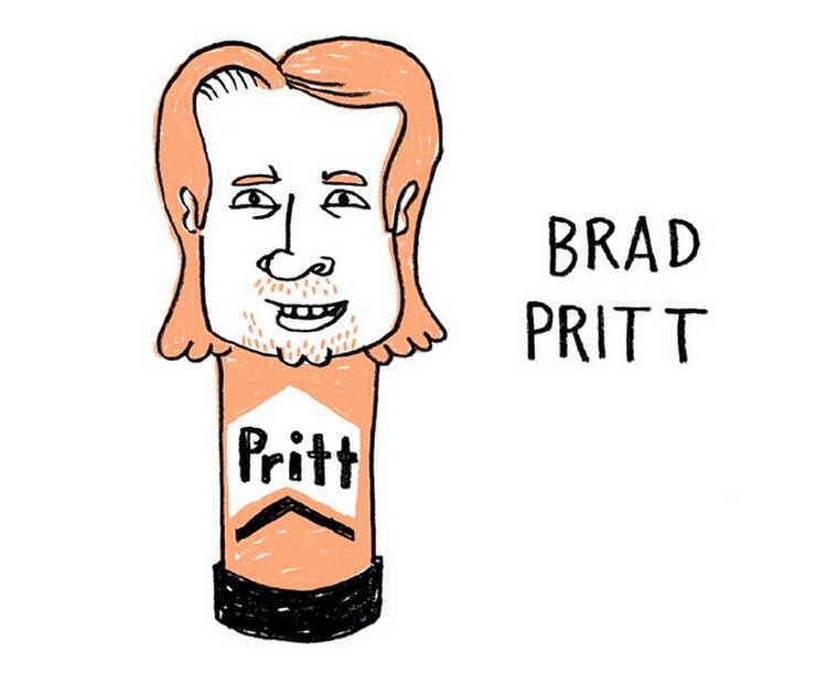 Brad Pritt - viñeta de Humor se escribe con lápiz, por Miguel Bustos