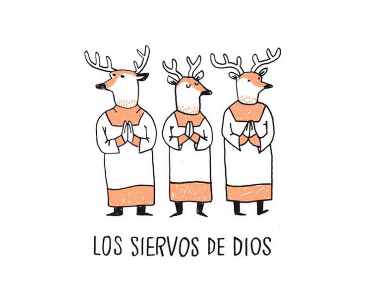 Los siervos de Dios - viñeta de Humor se escribe con lápiz, por Miguel Bustos