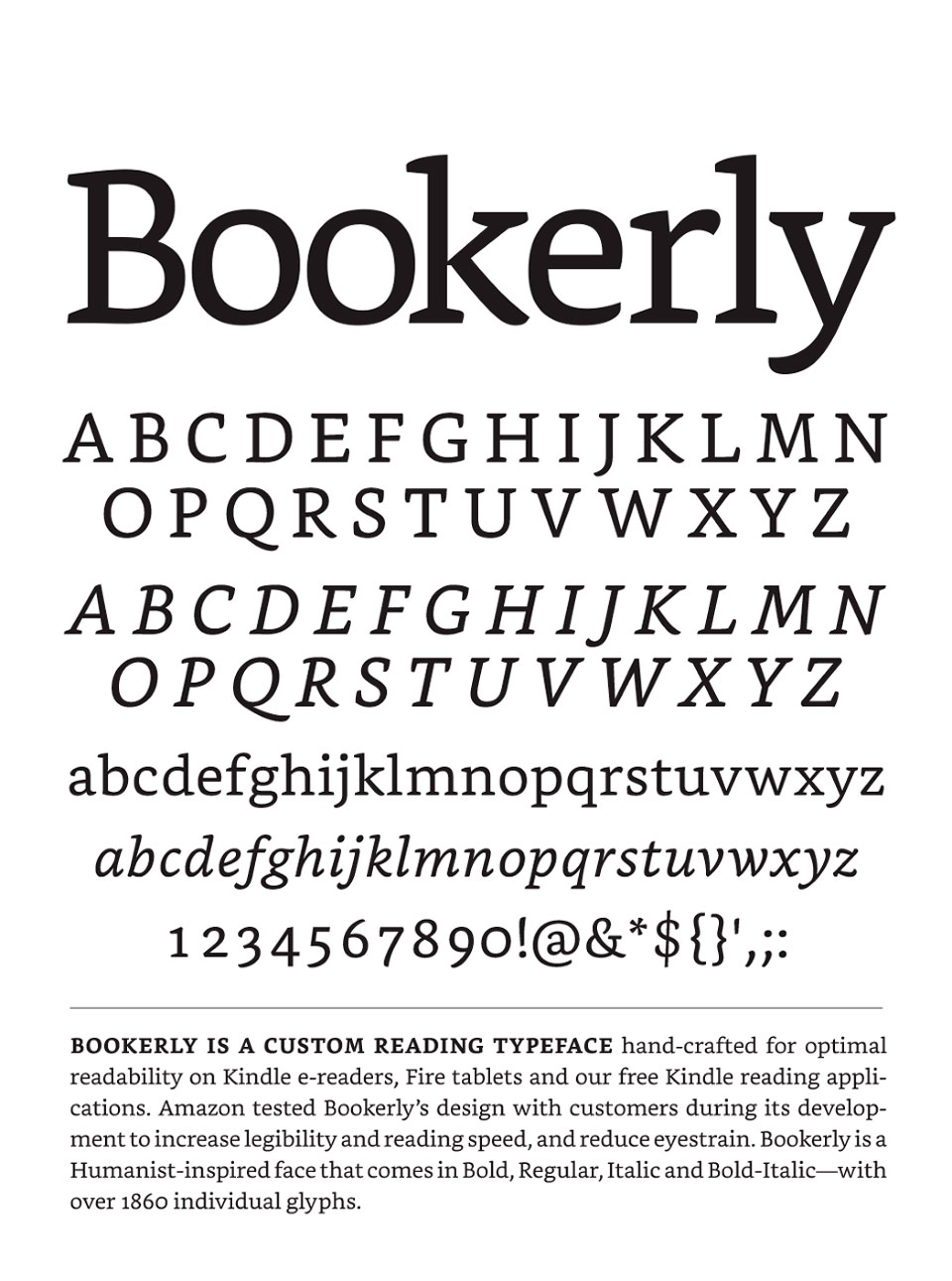 Bookerly es la nueva tipografía que sustituirá a Caecilia en los dispositivos Kindle. 
