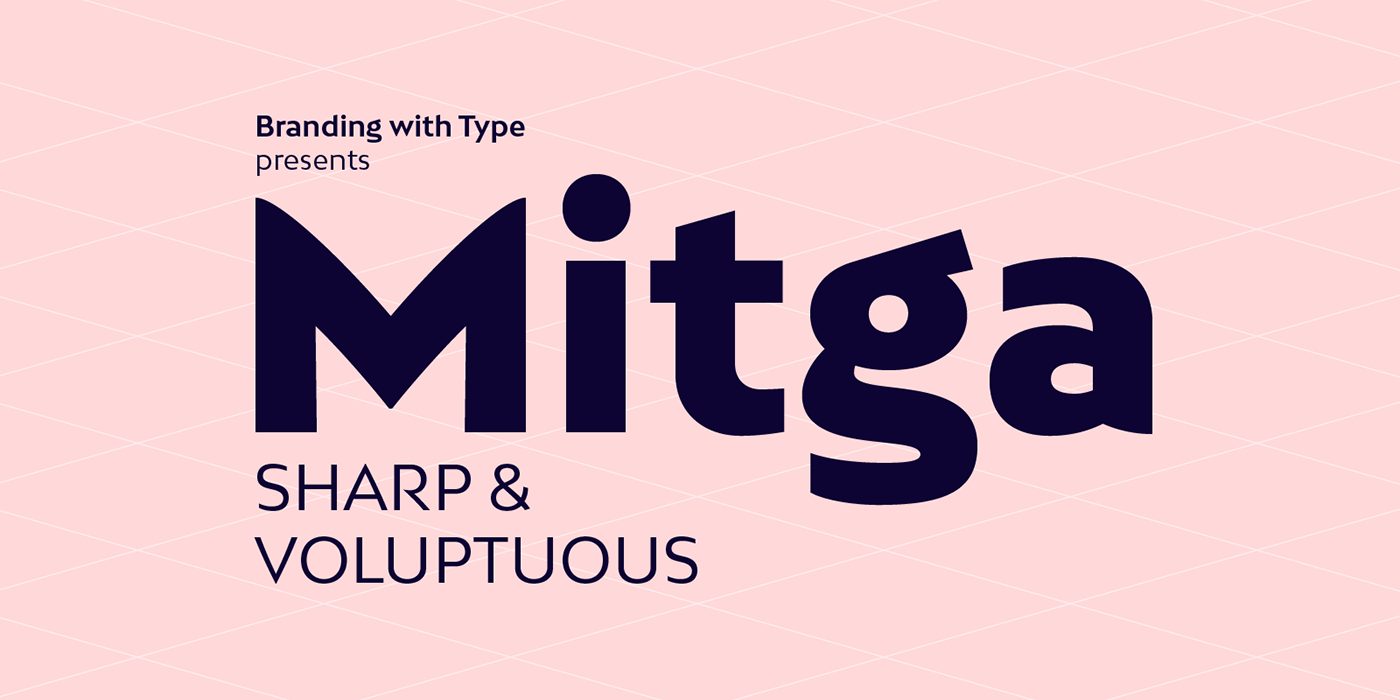 BW Mitga, la tipografía para branding compuesta por diagonales arqueadas