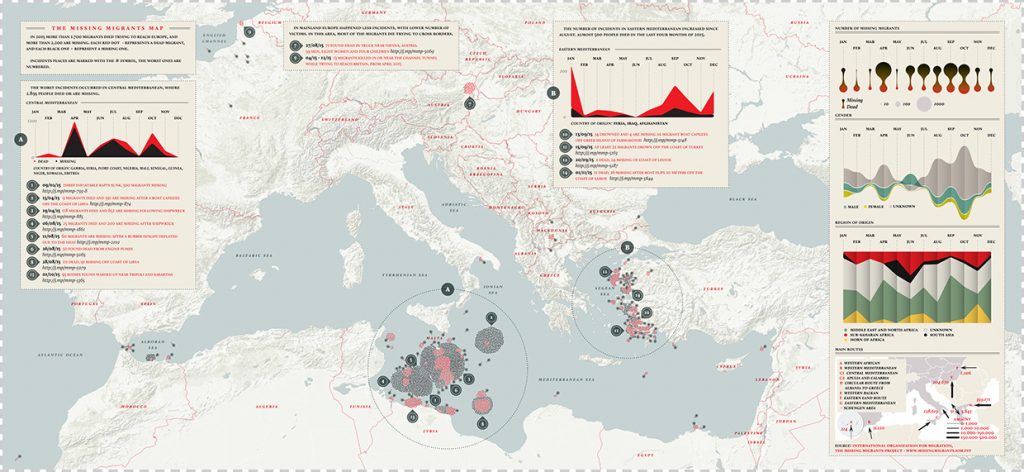 Oro: The Missing Migrants Map por Valerio Pellegrini y Michele Mauri (Italia)