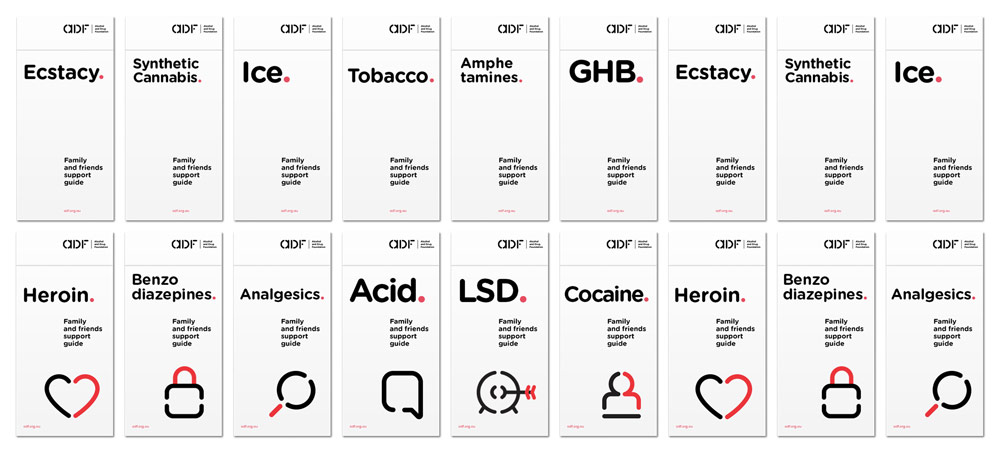 La identidad de la Fundación Australiana contra la droga rediseñada por Saffron - piezas gráficas