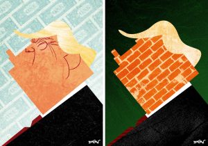 Caricatura de Donald Trump hecha por DVG