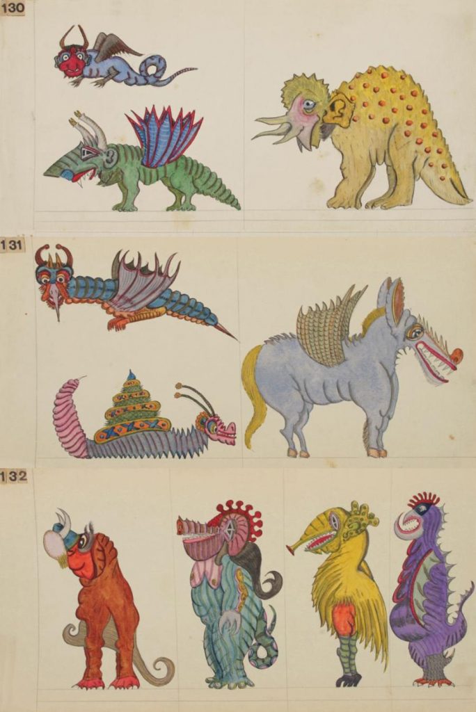 Varias de las bestias dibujadas por Josep Baque