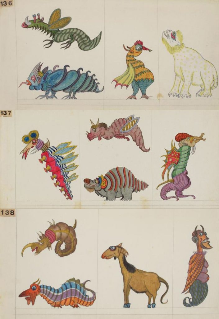 Algunos de los monstruos dibujados por Josep Baque