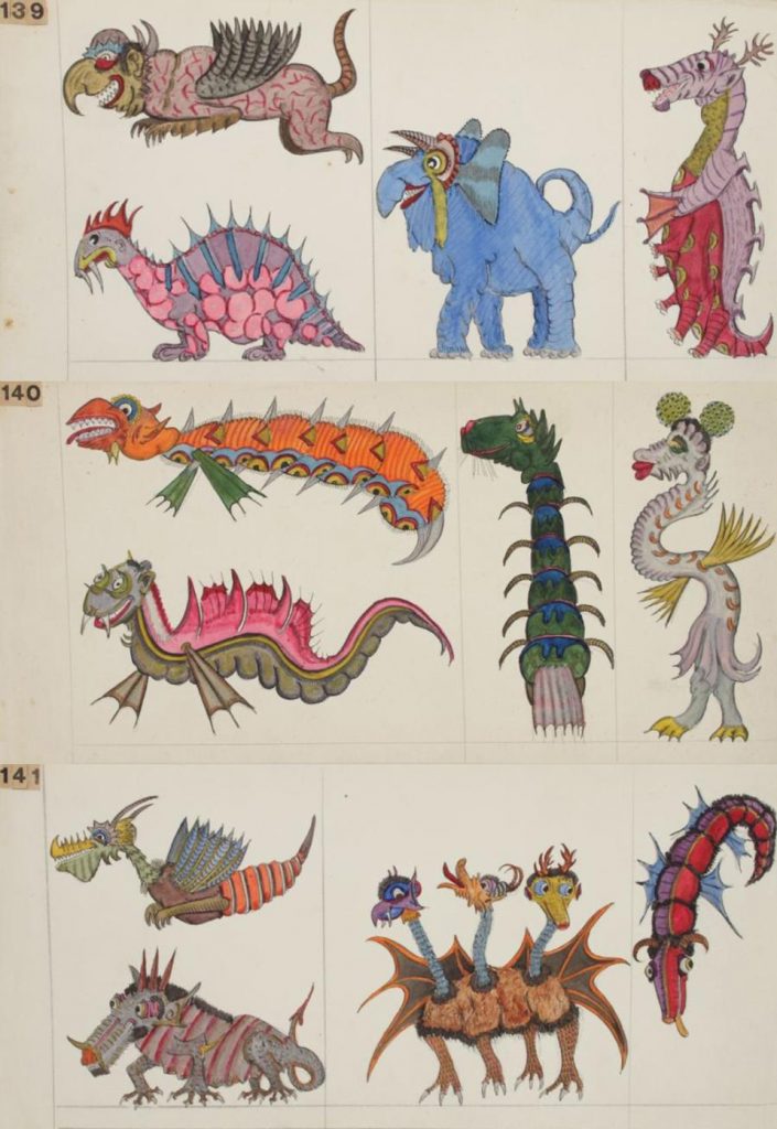 Varios de los monstruos dibujados por Josep Baque