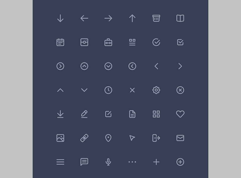 Los 52 Basic UI Icons de Dmitriy Ivanov sobre iconos utiles