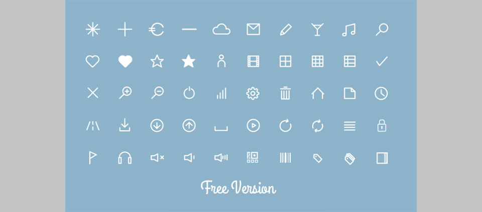 Los 50 Flat Line Icons Webfont por Pete R. sobre iconos utiles