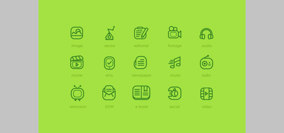 Los 20 Media Flat Outline Icons de HevnGrafix