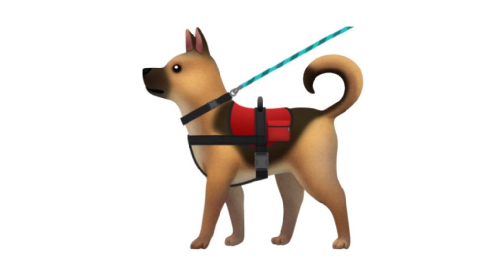 Emoji de perro con arnes