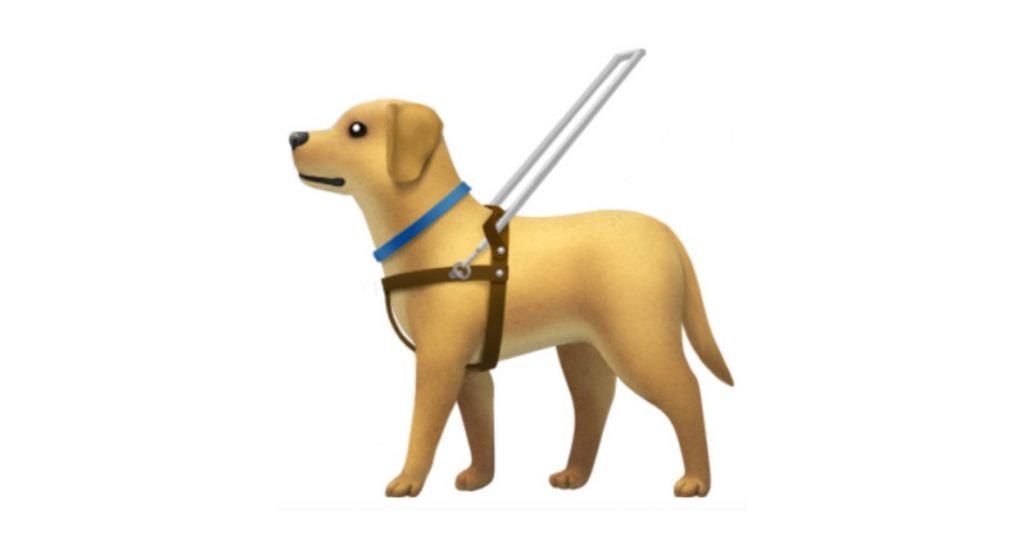 Emoji de un perro guia