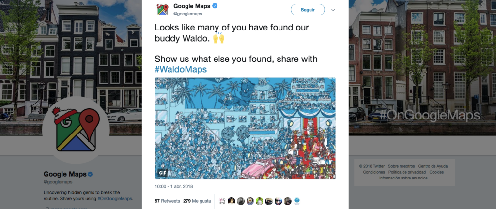 tuit sobre donde esta wally de google maps