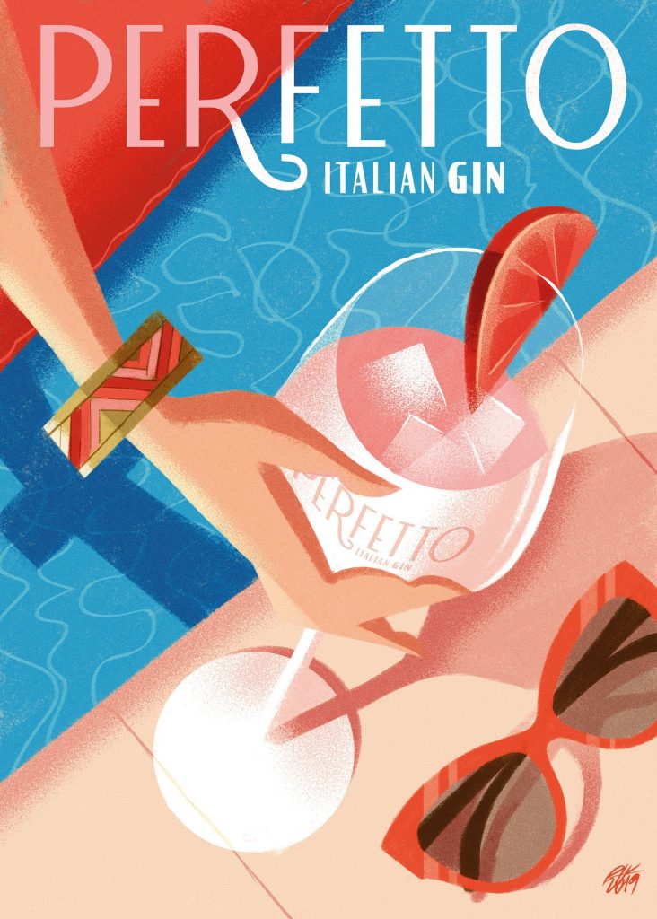 El nuevo branding de la ginebra italiana 'Perfetto' con ilustraciones de Riccardo Guasco