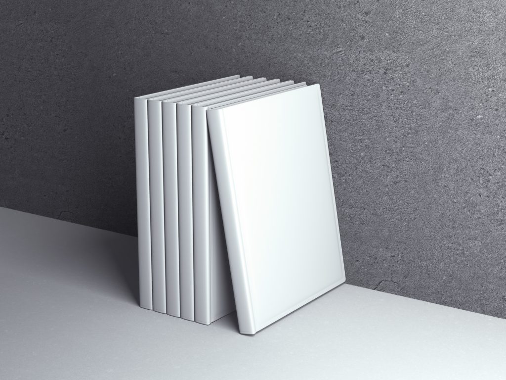 Maqueta de libro en blanco para hacer pruebas de impresión.