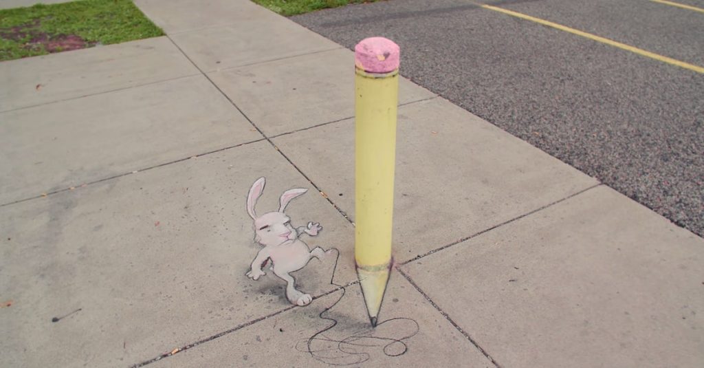 Dibujo de David Zinn, artista protagonista del corto Around the Block