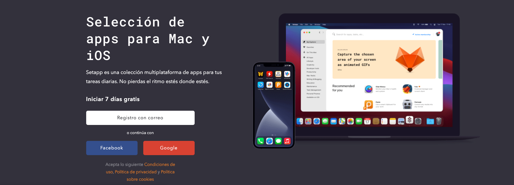 Setapp es una página web que selecciona las mejores aplicaciones del mercado, para Mac y PC, te explica cómo se usan y las pone a tu disposición mediante suscripción.