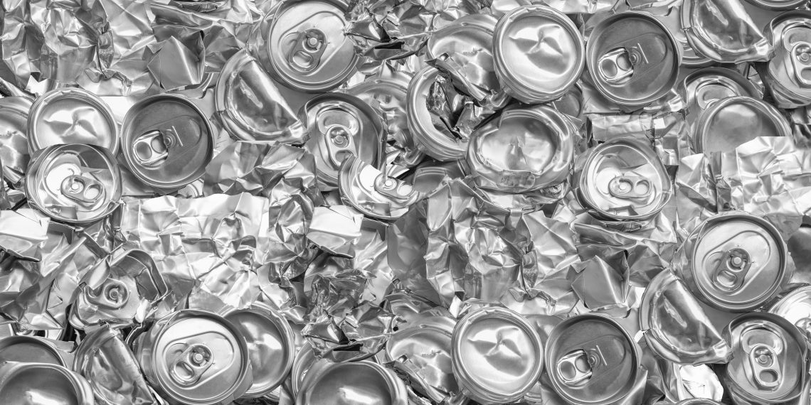 Aluminium recycling is scrap aluminium can be reused in products, abstract wallpaper, Recycle reuse and reduce concept save the earth, Industry background.